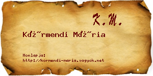 Körmendi Mária névjegykártya