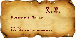 Körmendi Mária névjegykártya