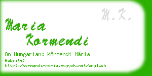 maria kormendi business card